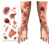 FIESTAS GUIRCA | Tatuajes de Heridas Infectadas (30x13 cm) - Maquillaje y FX para Halloween, Carnaval y Fiestas de Disfraces - Zombies y Vampiros
