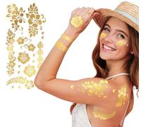 TATUAJOS EFÉMEROS FLORES HIBISCO ORO BRILLANTE