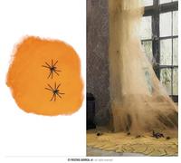 FIESTAS GUIRCA | Telaraña Naranja (100 gr) - Decoración de Halloween y Fiestas de Animales e Insectos - Ideal para Celebraciones y Eventos - Naranja