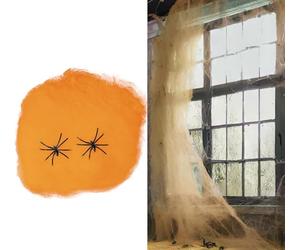 FIESTAS GUIRCA | Telaraña Naranja (100 gr) - Decoración de Halloween y Fiestas de Animales e Insectos - Ideal para Celebraciones y Eventos - Naranja