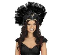 FIESTAS GUIRCA | Tocado de Plumas Negro con Diadema - Accesorio de Disfraz para Fiestas de Carnaval, Halloween y Mascaradas - Ideal para Todos los Usuarios - Negro