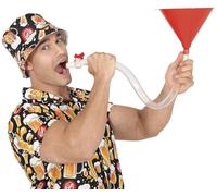 FIESTAS GUIRCA | Tubo con Embudo Party (70 cm) - Gadget para Fiestas de Cerveza y Celebraciones - Accesorio Divertido para Despedidas de Soltero y Otras Fiestas - Adultos - Rojo y Transparente