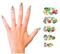 FIESTAS GUIRCA | Uñas Exotic con Pegamento (12 Piezas) - Accesorio de Maquillaje para Fiestas de Verano y Graduación - Ideal para Celebraciones Hawaianas - Mujer Adulta - Multicolor