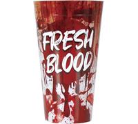 FIESTAS GUIRCA | Vaso Fresh Blood Reutilizable (9x16 cm) - Decoración de Mesa para Halloween y Fiestas de Disfraces - Ideal para Celebraciones y Eventos - Rojo