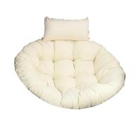 Fieuaah Cojín de Silla de Cesta oscilante para Salones, Cream | Cojín de mimbre para silla de huevos de ratán con funda lavable y corbata, almohada para reposacabezas