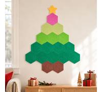 Fieuaah Exhibición de decoración navideña para hogar, B Suit | Paneles de pared de árbol hexagonales de fieltro que muestran fotografías y decoración ligera, 130 x 150 cm
