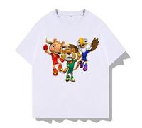 FIFA World Cup Mascot Characters - Camiseta de manga corta con diseño de alce, leopardo y águila, blanco, S