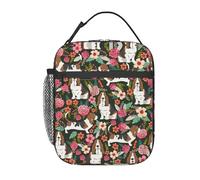 fifbird Bolsa térmica para el almuerzo con estampado de perro, bolsa de almuerzo aislada, bolsa térmica portátil con correa extraíble y bolsillos
