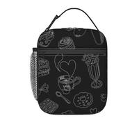 fifbird Bolsa térmica para el almuerzo con estampado de té de la tarde, bolsa de almuerzo aislada, bolsa térmica portátil con cierre seguro
