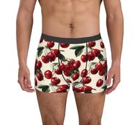 fifbird Calzoncillos tipo bóxer para hombre, color rojo, suaves, transpirables, con cinturón elástico, Cerezas rojas (1), XL