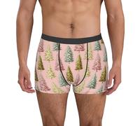 fifbird Calzoncillos tipo bóxer para hombre con diseño de árboles de Navidad en colores pastel, suaves, transpirables, con cinturón elástico, Árboles de Navidad pastel en (1), L