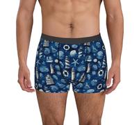 fifbird Calzoncillos tipo bóxer para hombre con diseño de árboles de Navidad en colores pastel, suaves, transpirables, con cinturón elástico, Azul marino L 1, L