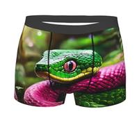 fifbird Calzoncillos tipo bóxer para hombre, con estampado de serpiente verde, divertidos, cómodos, suaves, con cinturón elástico, Negro, M