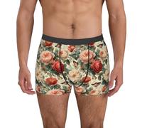 fifbird Calzoncillos tipo bóxer para hombre, diseño de animales de safari, suaves, transpirables, con cinturón elástico, Roses and Butterflies 1, L