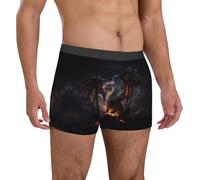 fifbird Calzoncillos tipo bóxer para hombre, diseño de dragón negro fuego, transpirables, con cintura flexible, ropa interior con cinturón elástico, Multicolor, S