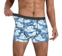 fifbird Calzoncillos tipo bóxer para hombre, diseño de oso polar de dibujos animados, 1 paquete de calzoncillos transpirables con cinturón elástico, Multicolor, M