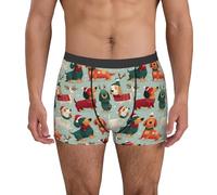 fifbird Calzoncillos tipo bóxer para hombre, diseño de perro salchicha, suave, transpirable, con cinturón elástico, Christmas Dachshund2, L