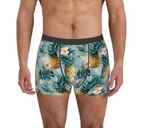 fifbird Calzoncillos tipo bóxer para hombre, diseño de piña hawaiana, suave, transpirable, con cinturón elástico, Piña hawaiana (2), XL