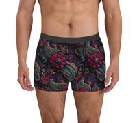 fifbird Calzoncillos tipo bóxer para hombre, diseño indio, suave, transpirable, con cinturón elástico, Indio(2), M