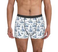 fifbird Calzoncillos tipo bóxer para hombre, diseño marino marino y faro, suave, transpirable, con cinturón elástico, Sailing Cruises L (3), L