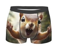 fifbird Calzoncillos tipo bóxer para hombre, elásticos, para ardilla, divertidos animales, ropa interior con cinturón elástico, Negro, XXL
