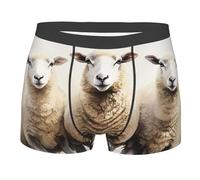 fifbird Calzoncillos tipo bóxer para hombre, elásticos, para ovejas, acuarela, absorbe la humedad, con cinturón elástico, Negro, S