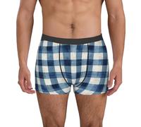 fifbird Calzoncillos tipo bóxer para hombre, para el día de Pascua, suaves, transpirables, con cinturón elástico, Y azul a cuadros (3), XXL