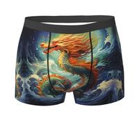 fifbird Calzoncillos tipo bóxer para hombre, transpirables, para pintura al óleo de dragón, cómodos, suaves, con cinturón elástico, Negro, S