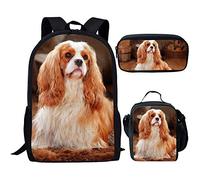 fifbird Conjunto de mochila para niñas con bolsa de almuerzo, estuche para lápices, 3 en 1, lindo animal, bolsa escolar primaria, bolsa de libros para niños, juego de mochila resistente, Perro lindo,