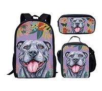 fifbird Conjunto de mochila para niñas con bolsa de almuerzo, estuche para lápices, 3 en 1, lindo animal, bolsa escolar primaria, bolsa de libros para niños, juego de mochila resistente,