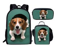 fifbird Conjunto de mochila para niñas con bolsa de almuerzo, estuche para lápices, 3 en 1, lindo animal, bolsa escolar primaria, bolsa de libros para niños, juego de mochila resistente, Bagle Green,