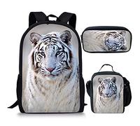 fifbird Conjunto de mochila para niñas con bolsa de almuerzo, estuche para lápices, 3 en 1, lindo animal, bolsa escolar primaria, bolsa de libros para niños, juego de mochila resistente, tigre, Talla