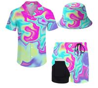 fifbird Conjuntos hawaianos para hombre, Trippyred, M