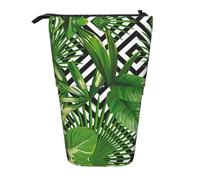fifbird Estuche para lápices con diseño de mapa de Grecia, estuche para lápices, cosméticos, bolsa de maquillaje y oficina, Hojas verdes de palma, Talla única, Bolsa de maquillaje