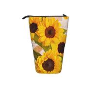 fifbird Estuche para lápices, diseño de girasol, flores amarillas, vintage, portalápices, ligero, telescópico, con cremallera, para niños, multicolor, Talla única, Estuche telescópico