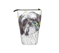 fifbird Estuche telescópico con diseño de rosas amarillas Shih Tzu Dog Art lindo soporte para lápices con cremallera, bolsa de maquillaje para lápices, multicolor, Talla única, Estuche telescópico
