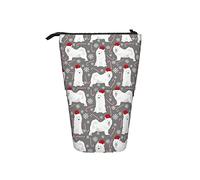 fifbird Estuche telescópico para lápices, bastón de samoyedo, copo de nieve, gris, Navidad, soporte para lápices con cremallera, bolsa de maquillaje, bolsa para lápices, multicolor, Talla única,