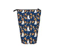 fifbird Estuche telescópico para lápices, diseño de perro Beagle de comida y pizza, soporte para lápices con cremallera, bolsa de maquillaje, bolsa para lápices, multicolor, Talla única, Estuche