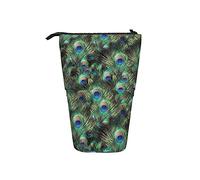 fifbird Estuche telescópico para lápices, diseño de plumas de pavo real, estuche organizador de lápices, bolsa de cosméticos, multicolor, Talla única, Estuche telescópico