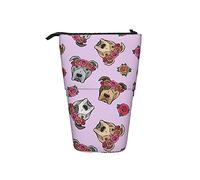 fifbird Estuche telescópico para lápices, diseño de toros, coronas florales, color morado, soporte para lápices con cremallera, bolsa de maquillaje, multicolor, Talla única, Estuche telescópico