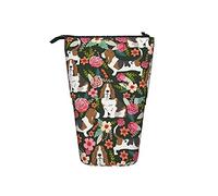 fifbird Estuche telescópico para lápices, estuche organizador de lápices con flores pintadas, estilo vintage, para mascotas, basset hounds, estuche organizador de lápices, multicolor, Talla única,