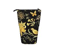 fifbird Estuche telescópico para lápices, estuche organizador para lápices, diseño de crisantemo, flores, pájaros, color dorado, multicolor, Talla única, Estuche telescópico