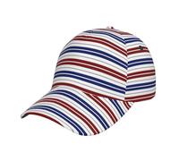 fifbird Gorra de béisbol con estampado de rayas rojas, azules, blancas y grises, con patrones ricos, visera curvada, ligera, ajustable, moderna, gorra de calle