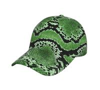fifbird Gorra de béisbol verde con estampado de piel de serpiente con patrones ricos, visera curvada, ligera, ajustable, moderna gorra de calle