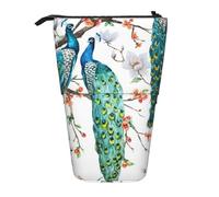 fifbird Hermoso estuche telescópico con estampado de flores de pavo real, soporte para lápices con cremallera, bolsa de maquillaje, bolsa para lápices, multicolor, Talla única, Estuche telescópico