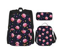 fifbird Juego de 3 mochilas Tasty Sweets Doughnut con bolsa de almuerzo, estuche para lápices, divertida mochila con estampado de postres, Yummy Cartoon D, Talla única, Mochilas de día