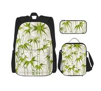 fifbird Juego de mochila 3 en 1 con fiambrera, estuche para lápices, elegante mochila escolar duradera, diseño geométrico arcoíris, Bambú verde Na, Talla única, Mochilas de día