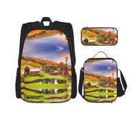 fifbird Juego de mochila 3 en 1 con fiambrera, estuche para lápices, elegante y duradero juego de mochila escolar - Spirit of The, Country Farm, Talla única, Mochilas de día