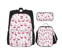 fifbird Juego de mochila 3 en 1 con fiambrera, estuche para lápices, elegante y duradero juego de mochila escolar - Piña junto al mar, Pink Flamingo P, Talla única, Mochilas de día