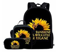 fifbird Juego de mochila de 3 piezas para adolescentes, mochilas de escuela primaria + lonchera aislada + estuche para lápices, She's Sunshine, Talla única, Mochilas de día
